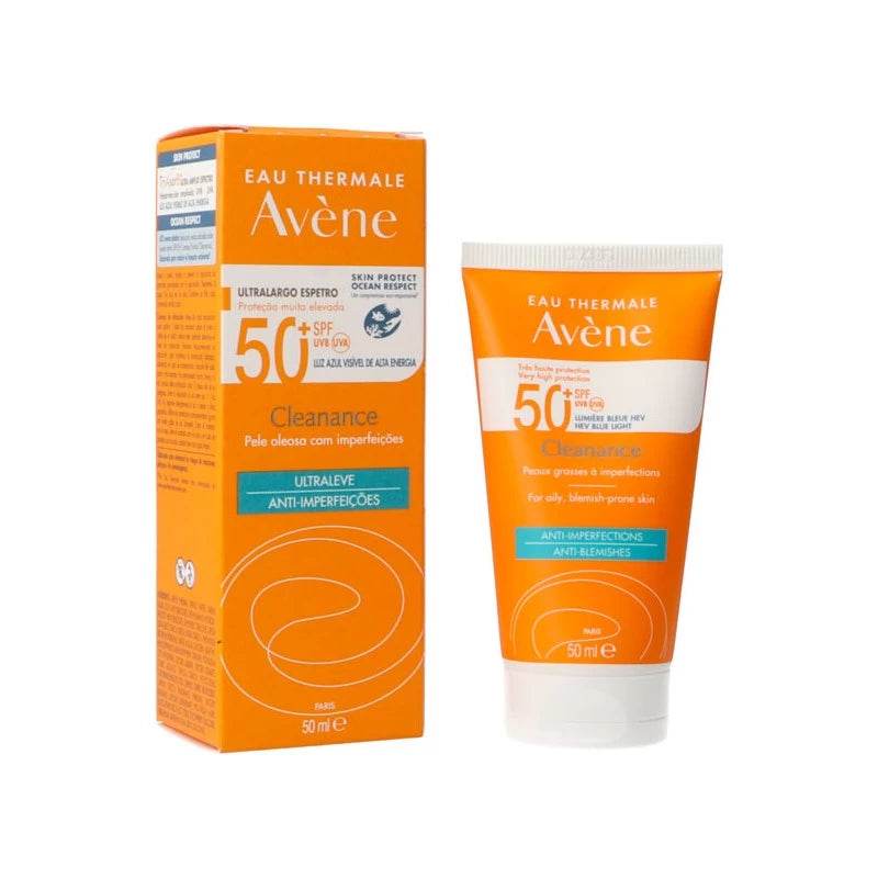 AVÈNE Cleanance Solaire SPF50+ 50ml Très Haute Protection Peaux Grasses Acnéiques Matifiant Anti-Imperfections