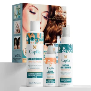 CAPILA PROMO Gamme Complète 3 en 1 Shampoing Lotion Complément Anti-Chute Croissance Densité Pack Complet
