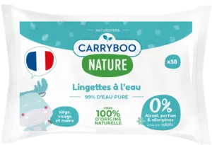 CARRYBOO Lingettes À L'Eau Pure Calendula 58 Pièces Bébé Naturelles Peaux Sensibles