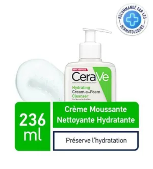 CeraVe Mousse Nettoyante Hydratante 236ml - Nettoyage Doux & Démaquillage Efficace