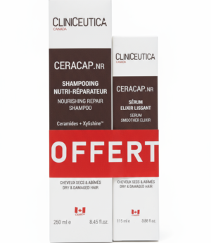 CLINICEUTICA Ceracap.NR Pack Shampooing Nutri-Réparateur 250ml + Sérum Élixir Lissant 115ml Offert Cheveux Secs Abîmés