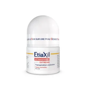 ETIAXIL Détranspirant Roll-On Peaux Normales 15ml Anti-Transpiration Aisselles Efficacité Extrême 5 Jours Protection Longue Durée