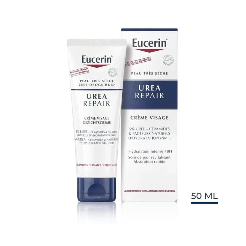 Eucerin UreaRepair Crème Visage 5% d'Urée 50ml - Soin Intensif Visage Sec
