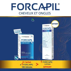 FORCAPIL Cheveux Et Ongles 180 Gélules + Lotion 150ml Offerte Complément Alimentaire Fortifiant