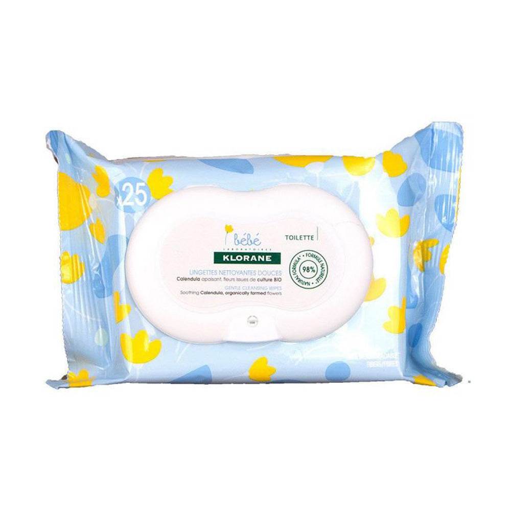 KLORANE Bébé Lingettes Nettoyantes Épaisses 25 Pièces - Calendula BIO + Cadeau