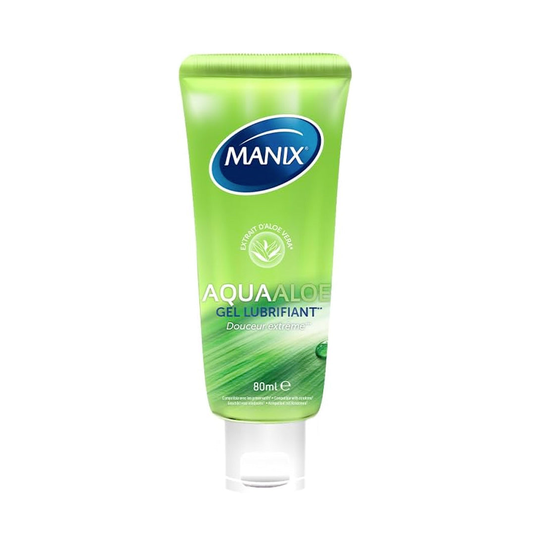 MANIX Gel Aqua Aloe 80ml Lubrifiant Intime Aloe Vera Hydratant Douceur Extrême Compatible Préservatifs Base Eau