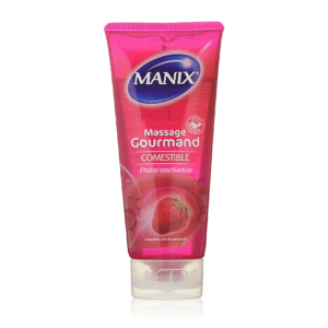 MANIX Gel Massage Fraise Onctueuse 200ml Gourmand Sensuel Hydratant Intime Compatible Préservatifs