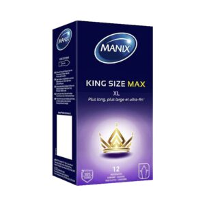 MANIX King Size Max 12 Préservatifs Grande Taille 190mm x 56mm Ultra-Fins Confort Optimal Latex Lubrifié