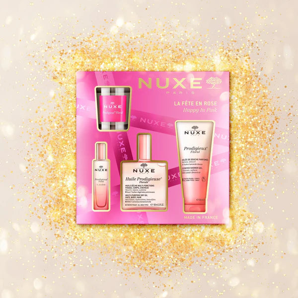 NUXE Coffret La Fête en Rose Édition Limitée Soins Corps Cheveux Parfum Rose Huile Prodigieuse Cadeau Luxe
