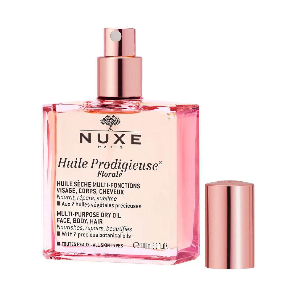 NUXE Huile Prodigieuse Florale Sèche 100ml 6 Huiles Précieuses Vitamine E Parfum Floral Multi-Usage Visage Corps Cheveux
