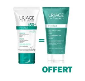 URIAGE HYSÉAC Fluide SPF50+ 50ml + Gel Nettoyant 50ml Offert Pack Anti-Acné Protection Solaire Peaux Grasses