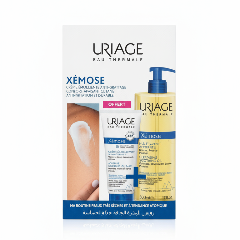 URIAGE Pack Xémose Peaux Très Sèches Atopiques Crème Relipidante + Huile Lavante Apaisante Hydratation Intense