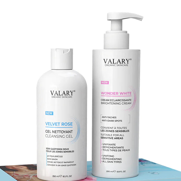 VALARY Pack Duo Crème Éclaircissante 200ml + Gel Nettoyant 250ml Anti-Taches Blancheur Routine Complète Teint Unifié