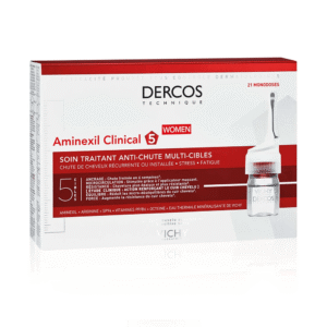 VICHY Dercos Aminexil Clinical 5 Femme 21 Ampoules Actif Breveté Anti-Chute Densité Cure 3 Semaines